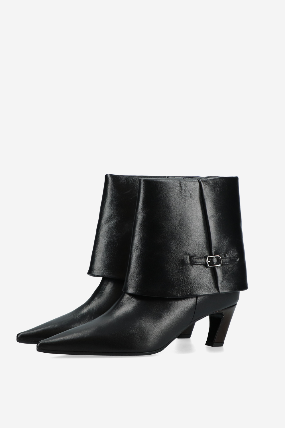 Leather fold-over ankle boots