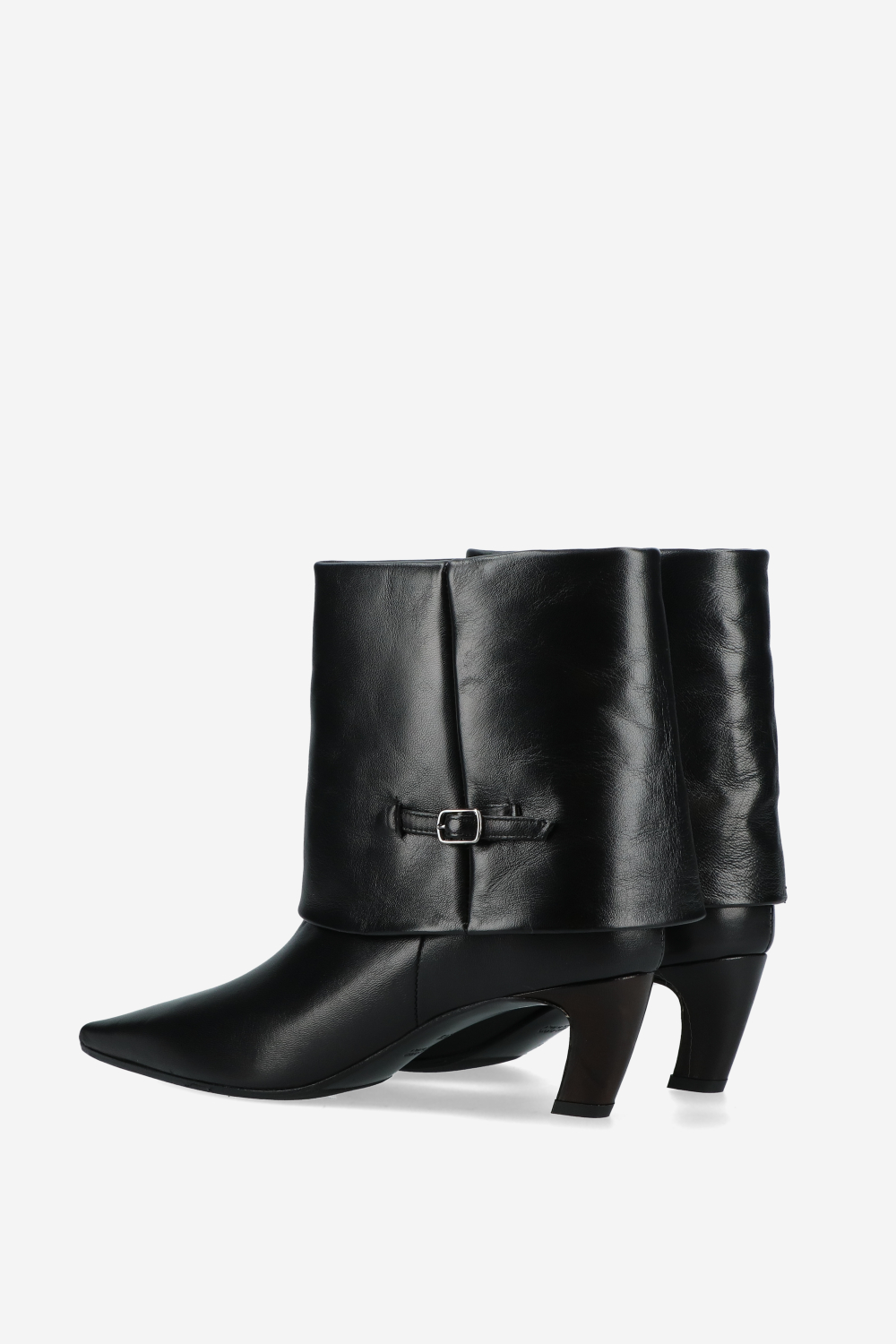 Leather fold-over ankle boots