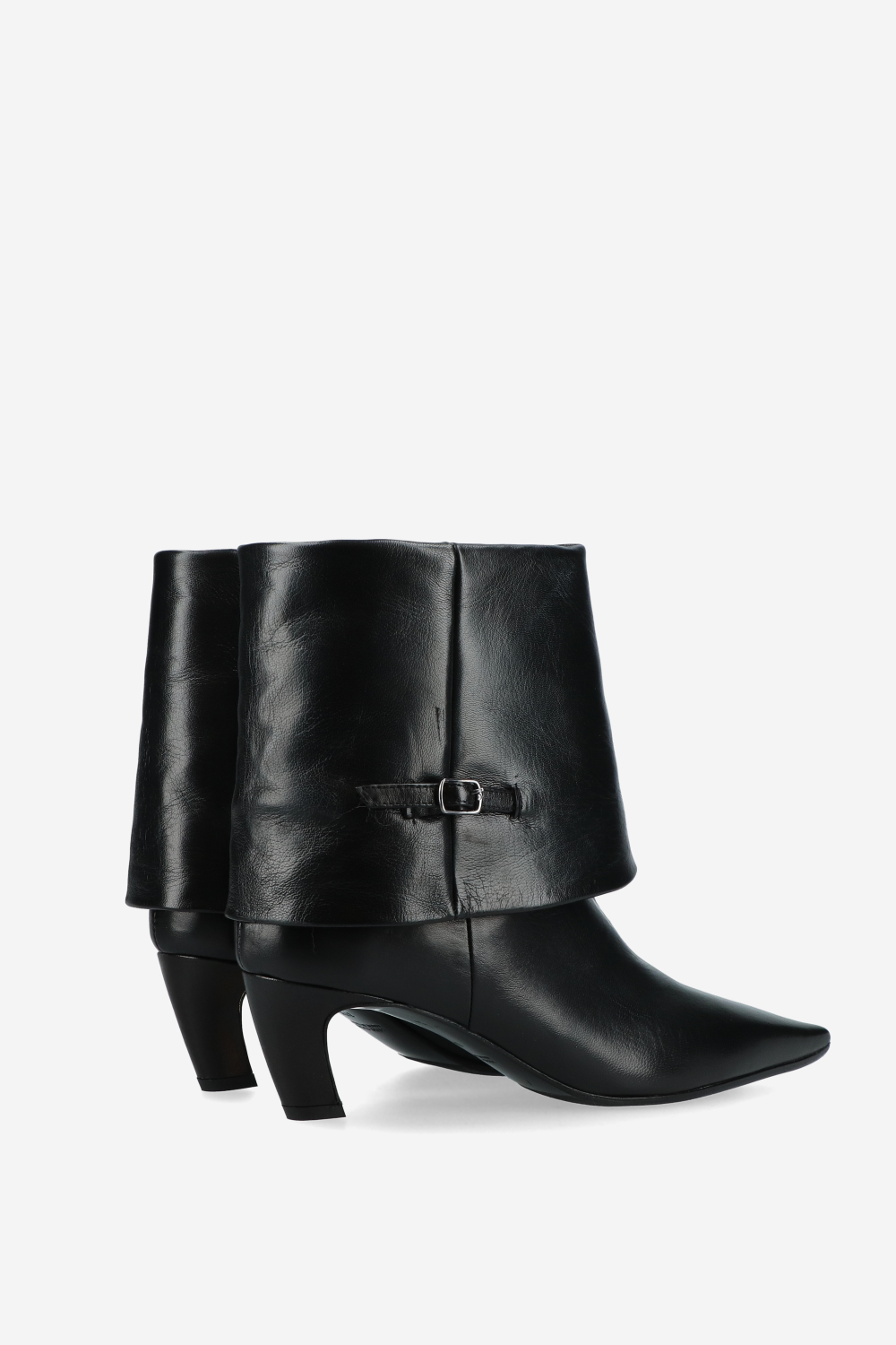 Leather fold-over ankle boots
