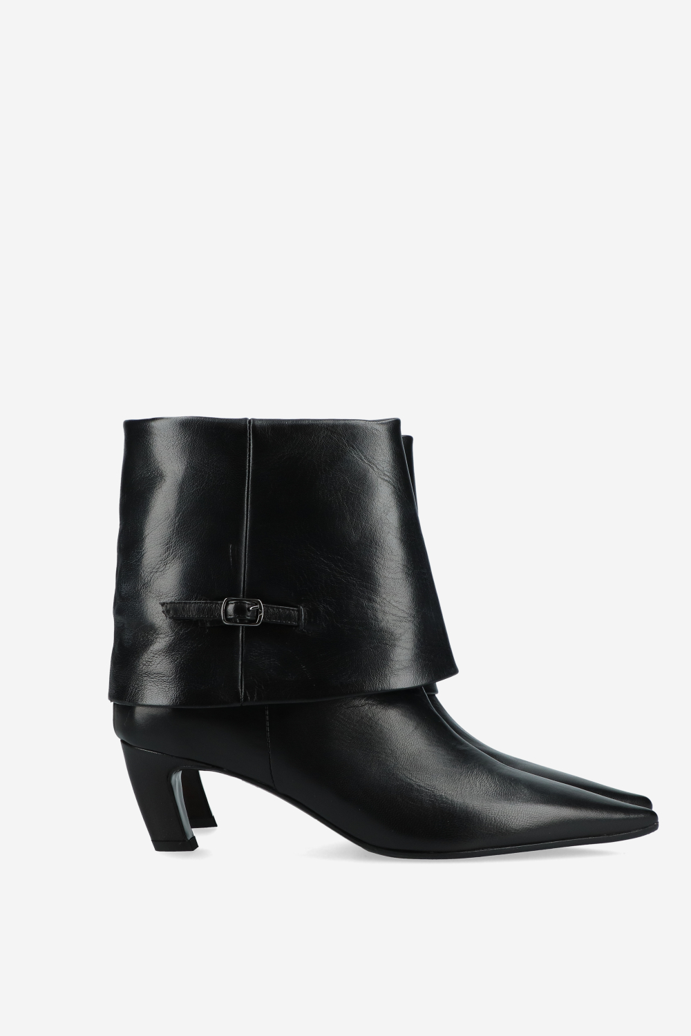 Leather fold-over ankle boots