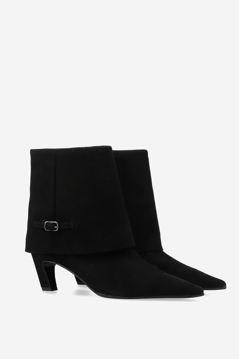 Suede fold-over ankle boots