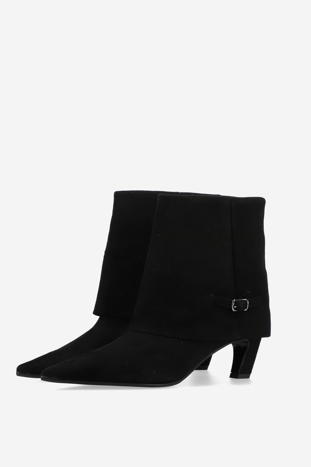 Suede fold-over ankle boots