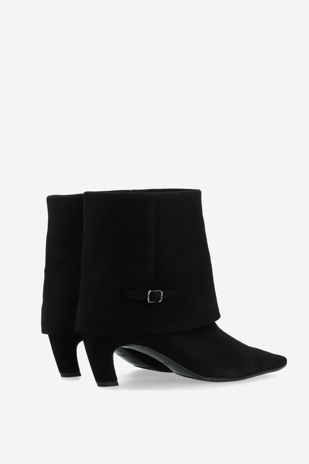 Suede fold-over ankle boots