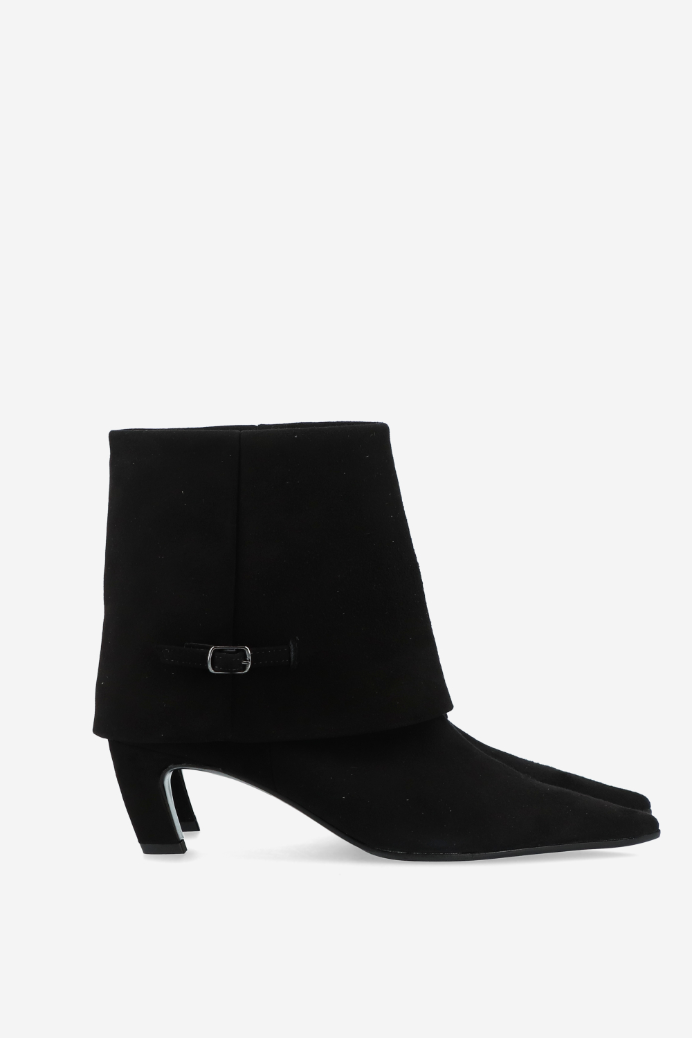 Suede fold-over ankle boots