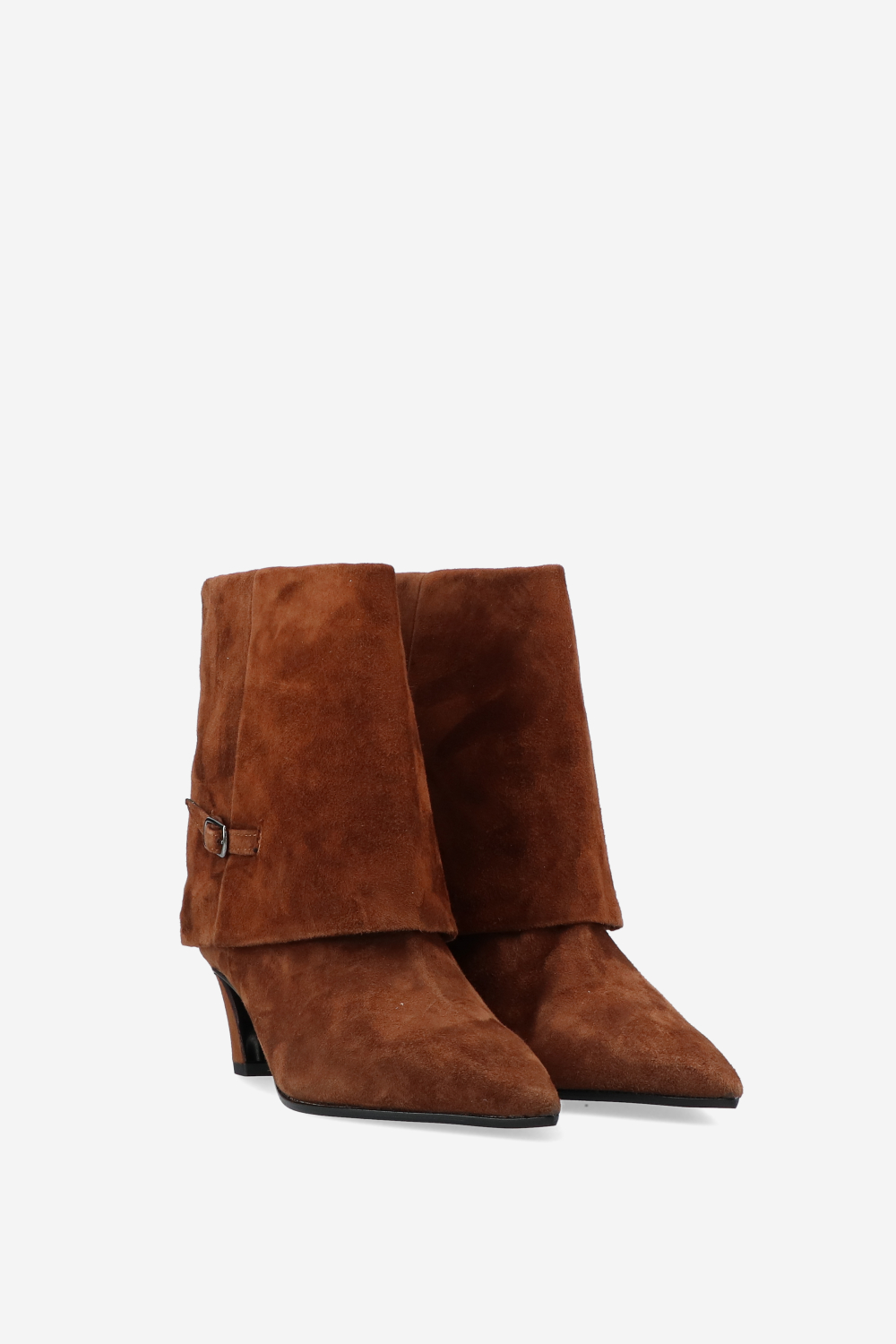 Suede fold-over ankle boots