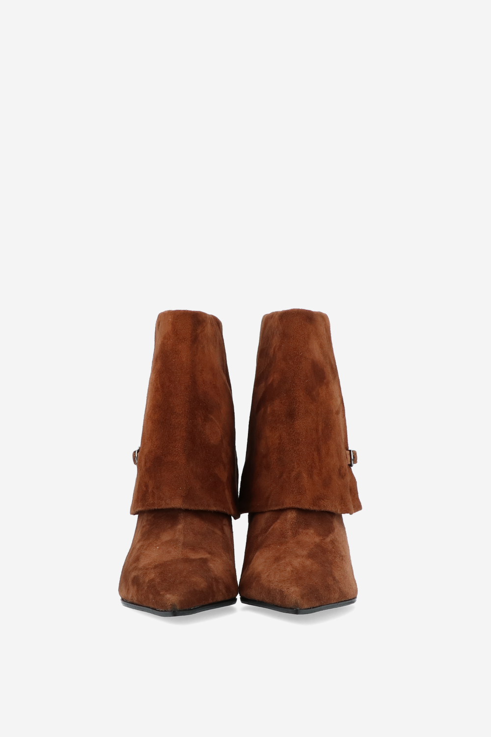Suede fold-over ankle boots