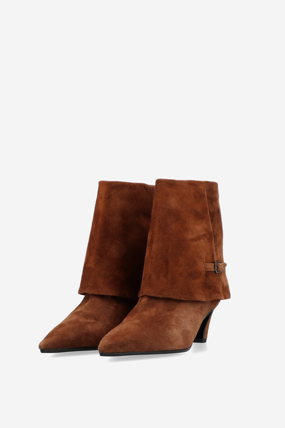 Suede fold-over ankle boots