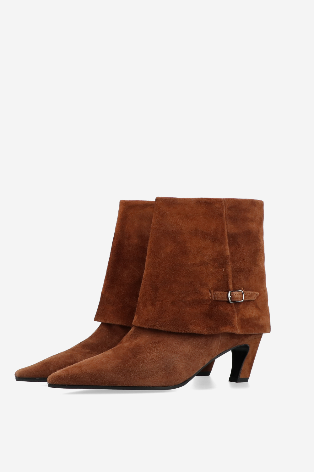 Suede fold-over ankle boots