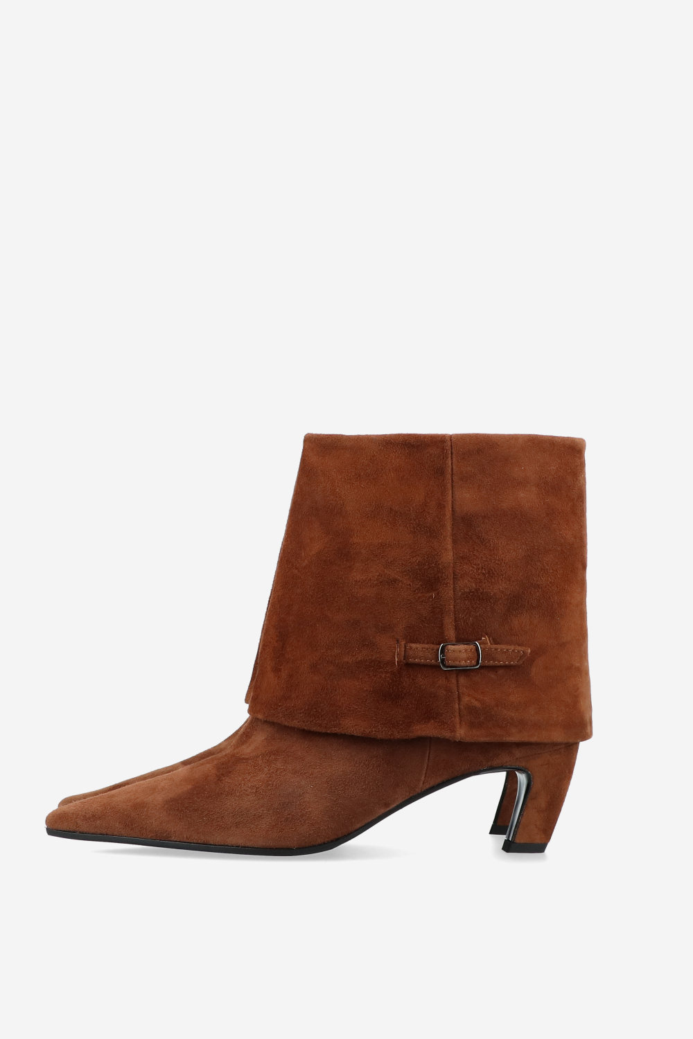 Suede fold-over ankle boots