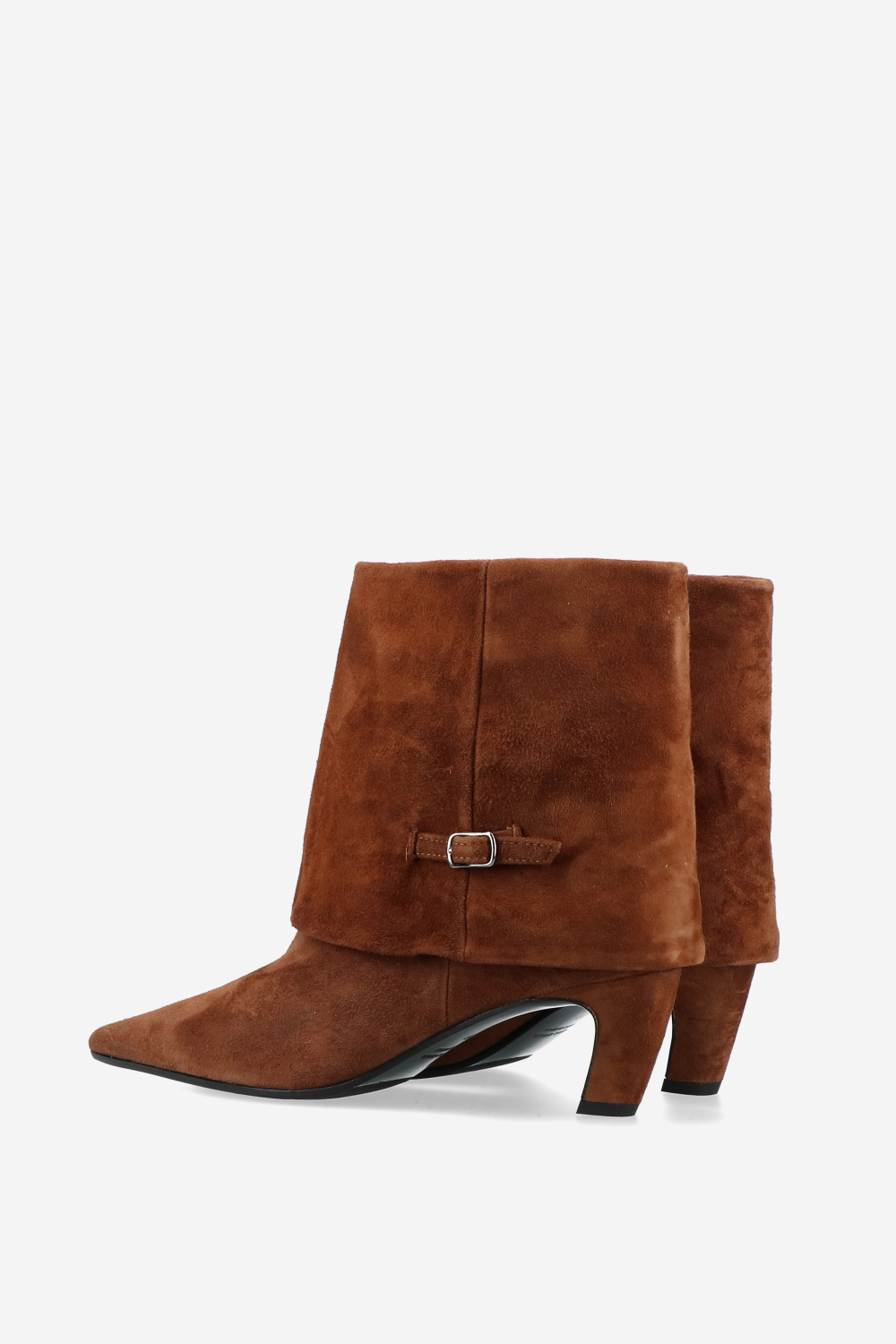 Suede fold-over ankle boots