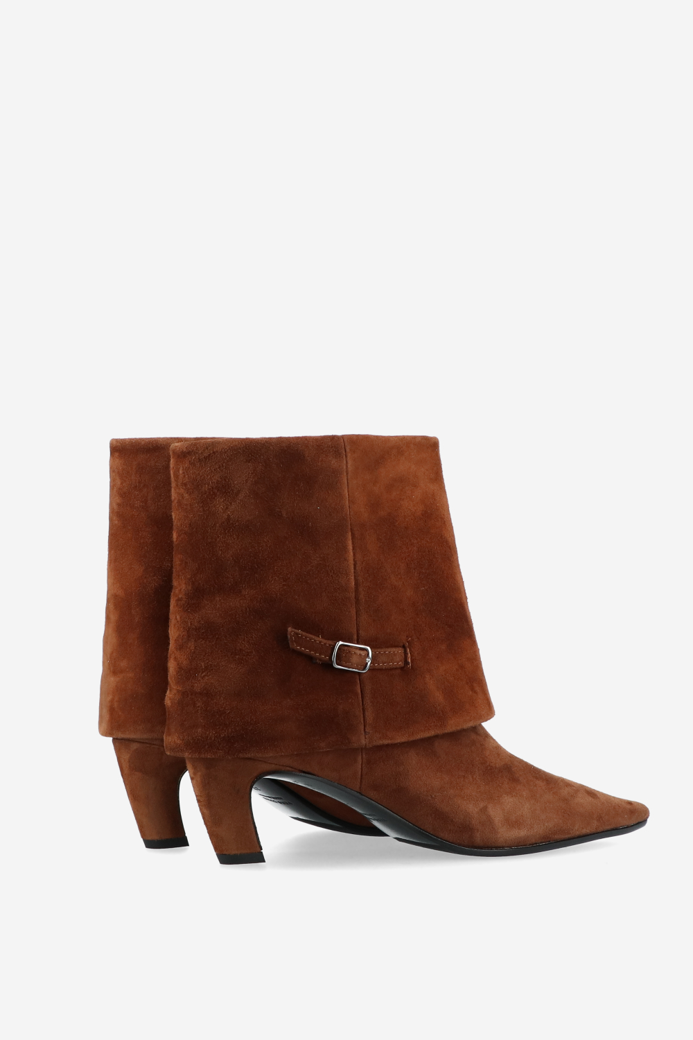 Suede fold-over ankle boots