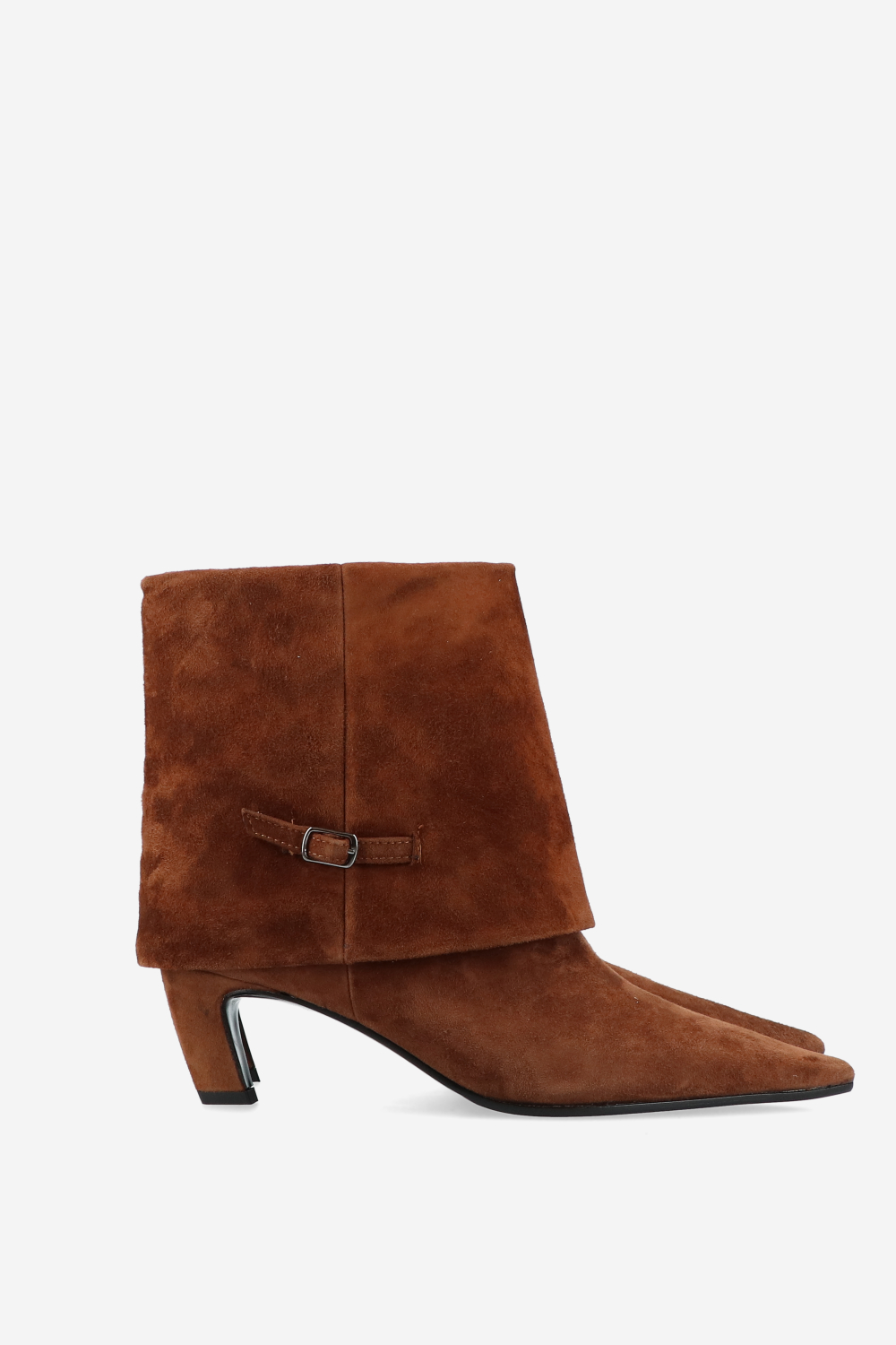 Suede fold-over ankle boots