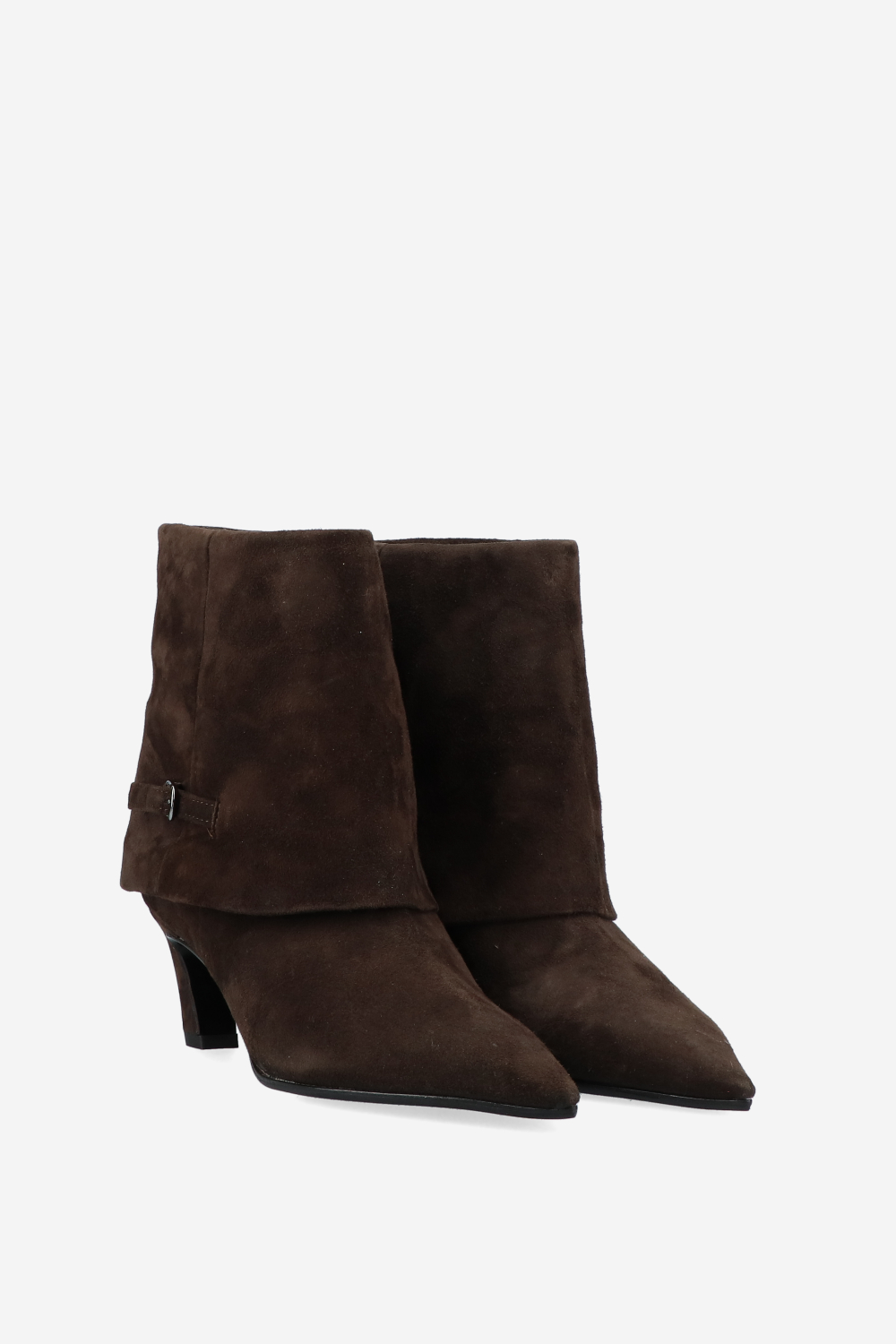 Suede fold-over ankle boots