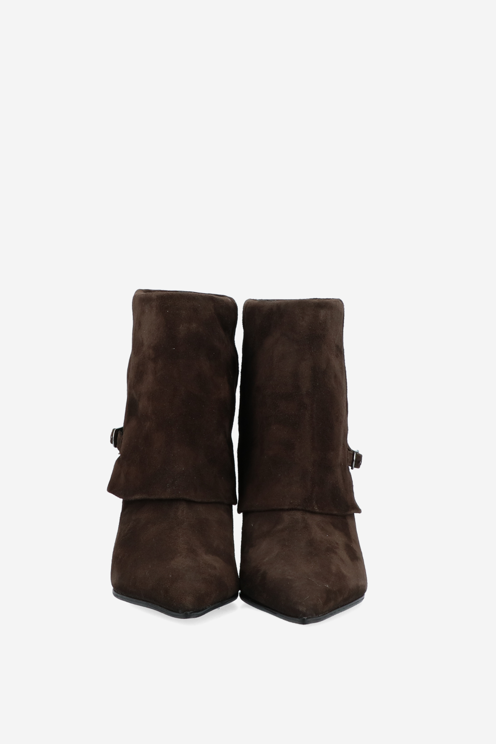 Suede fold-over ankle boots