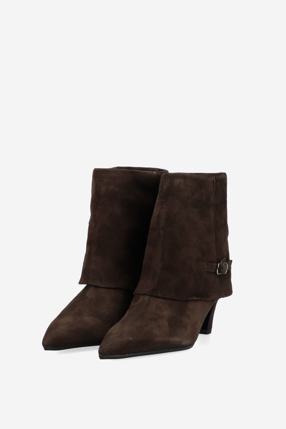 Suede fold-over ankle boots