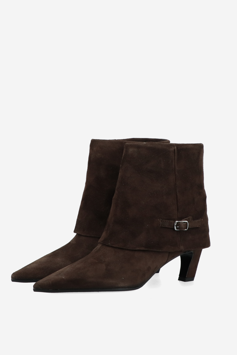 Suede fold-over ankle boots