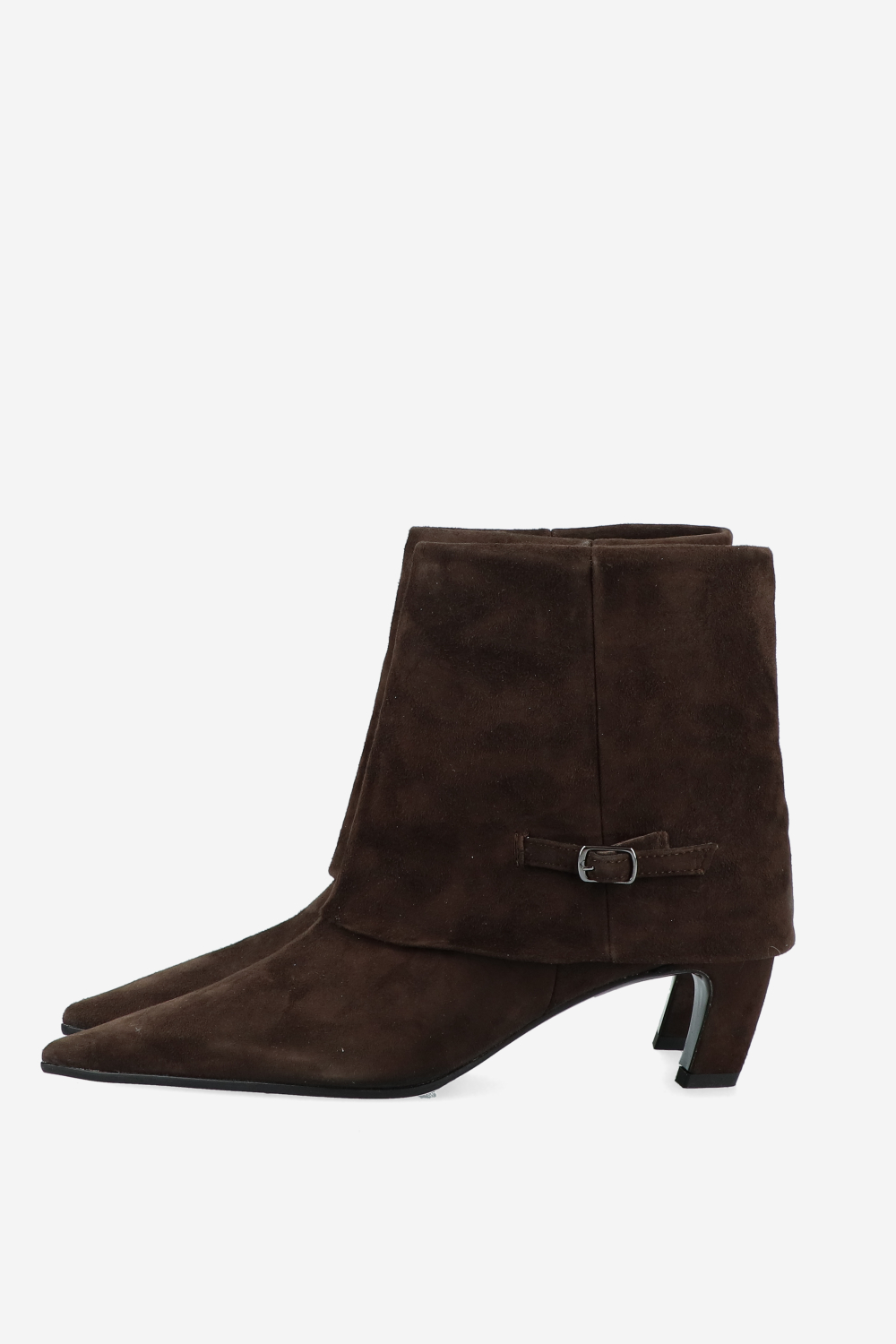 Suede fold-over ankle boots