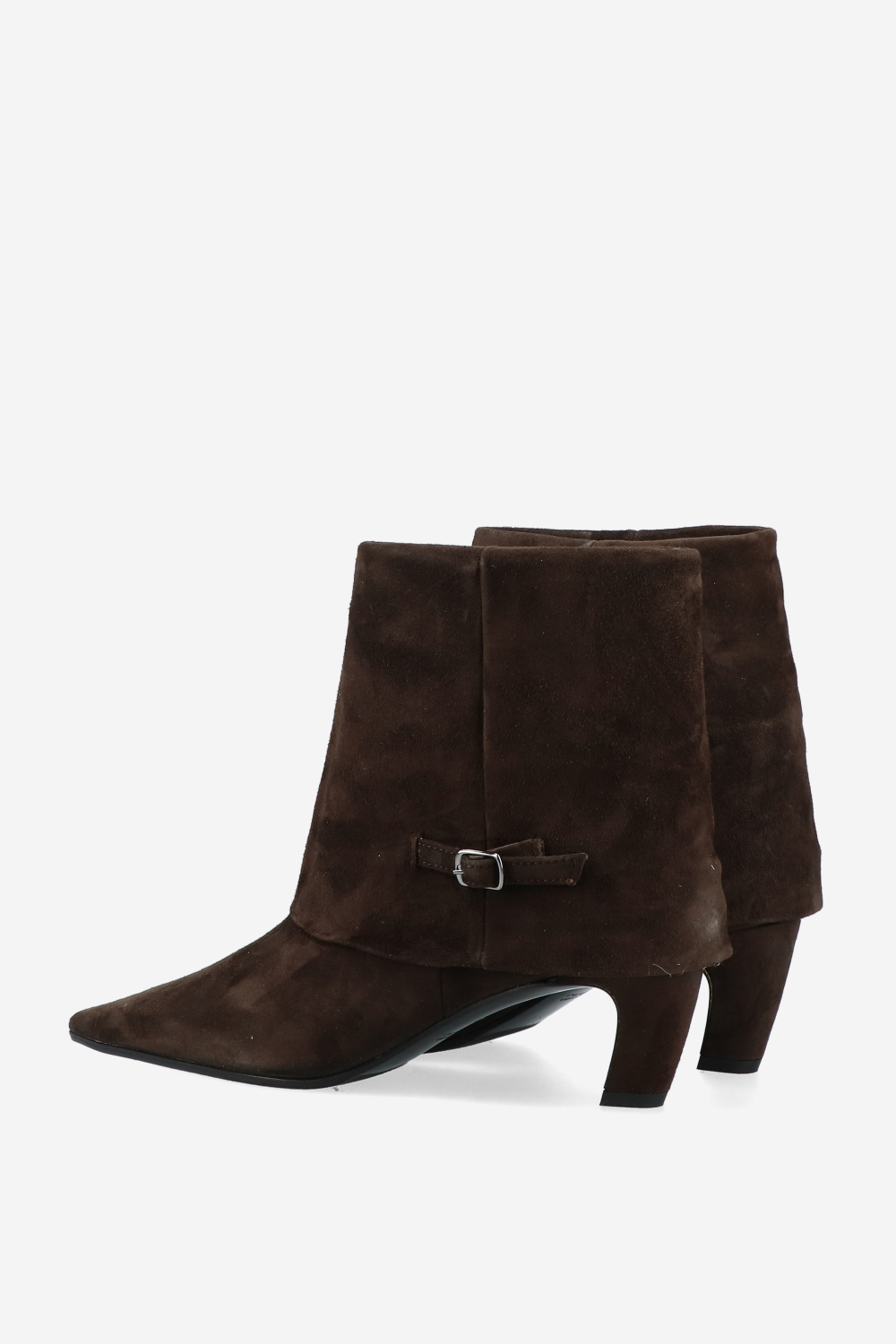 Suede fold-over ankle boots