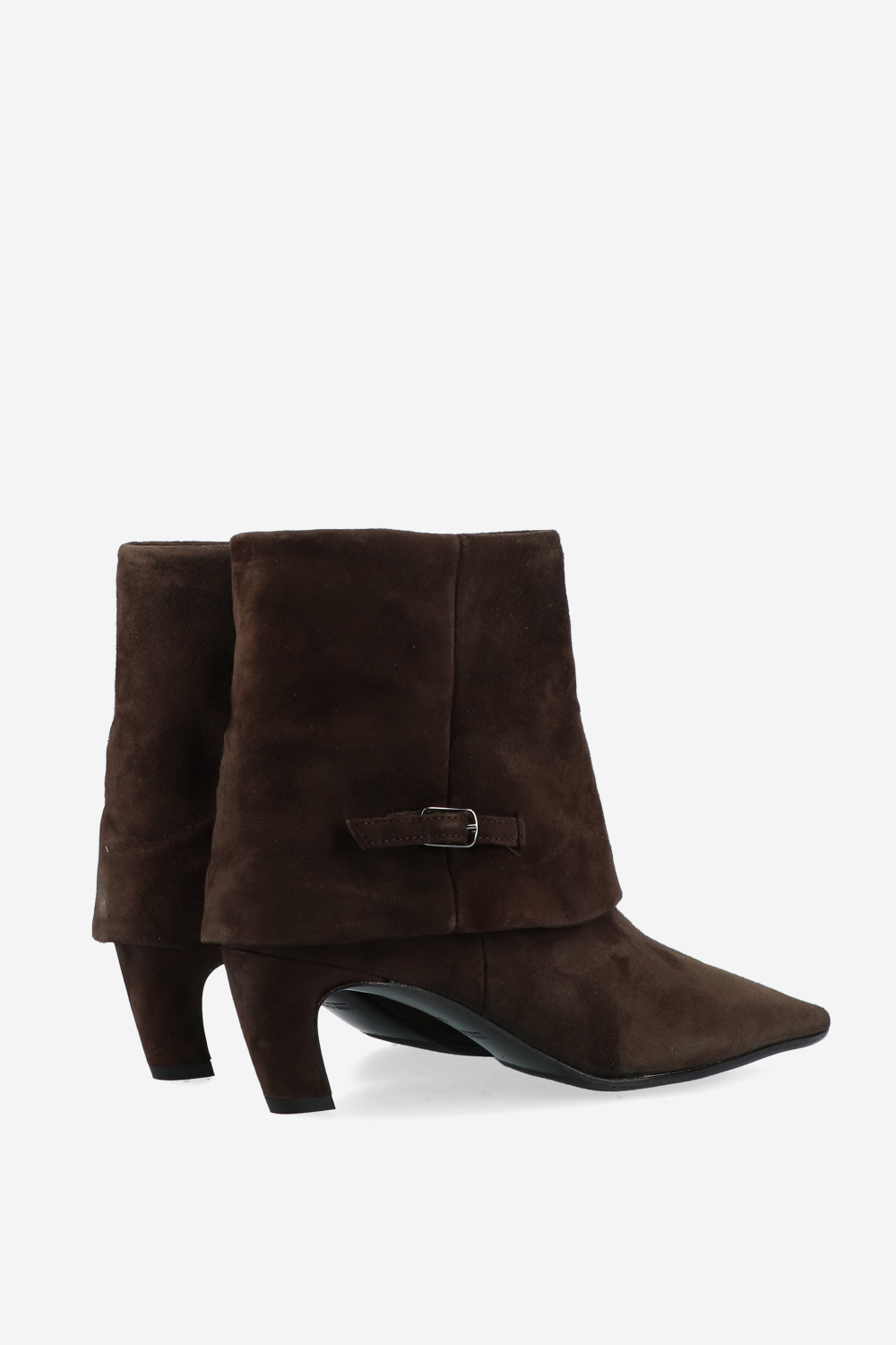 Suede fold-over ankle boots
