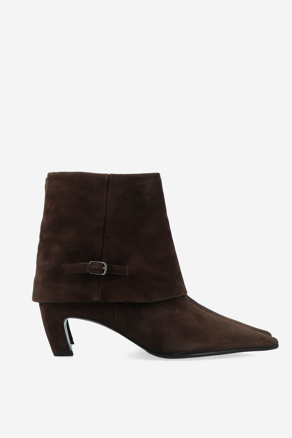 Suede fold-over ankle boots