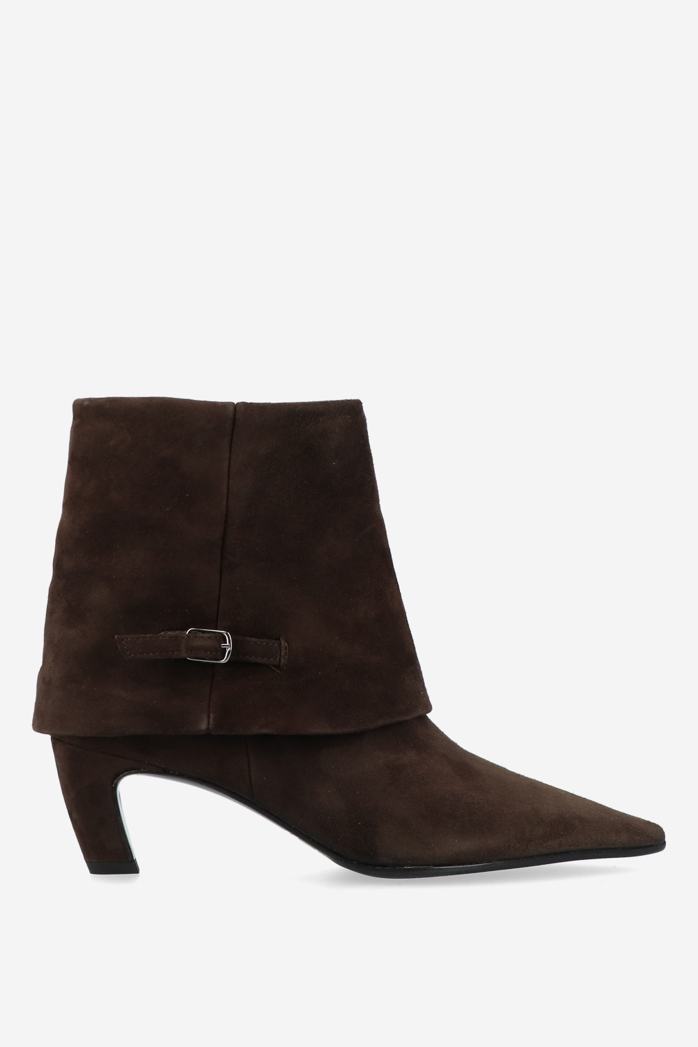 Suede fold-over ankle boots