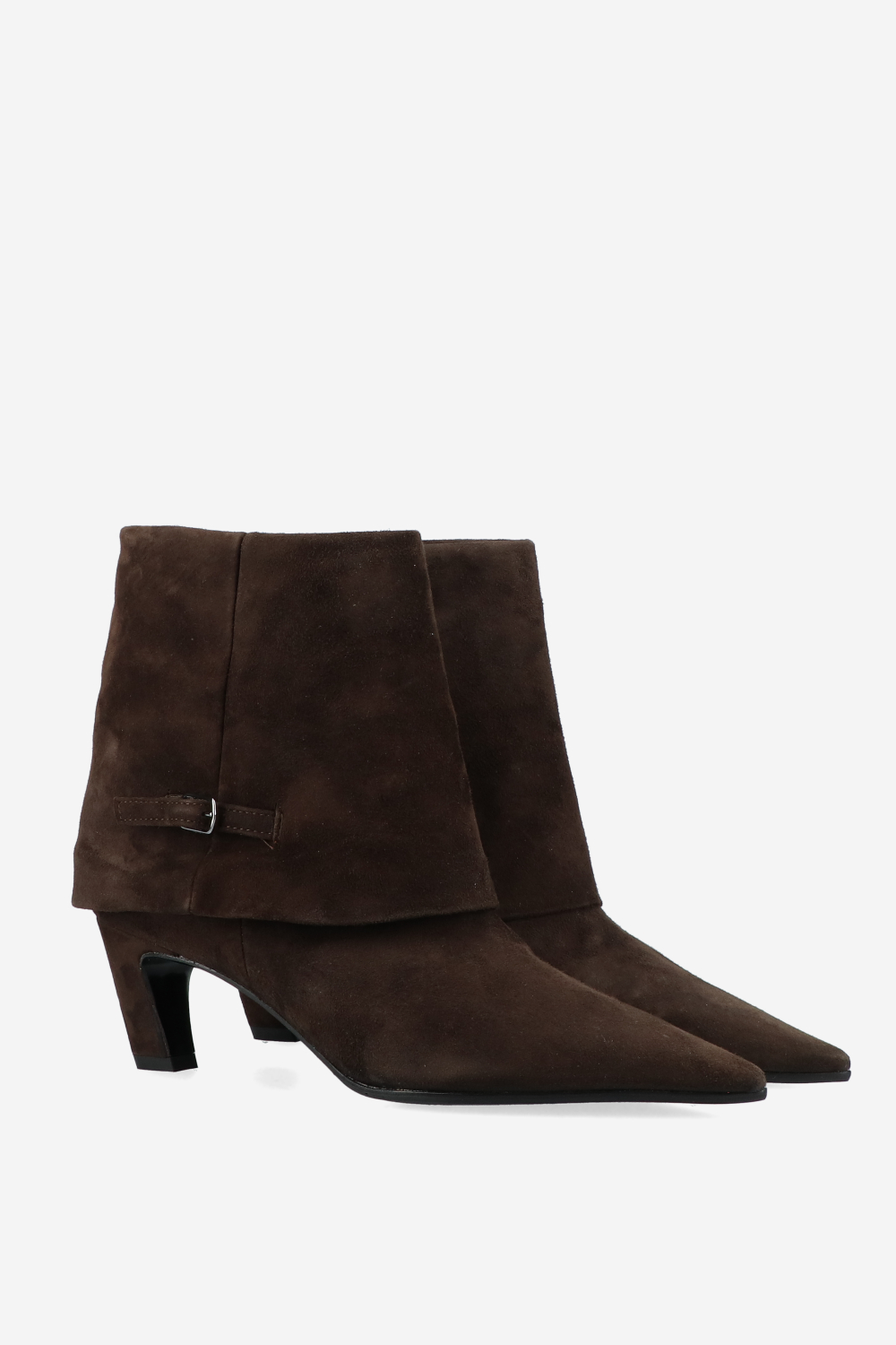 Suede fold-over ankle boots