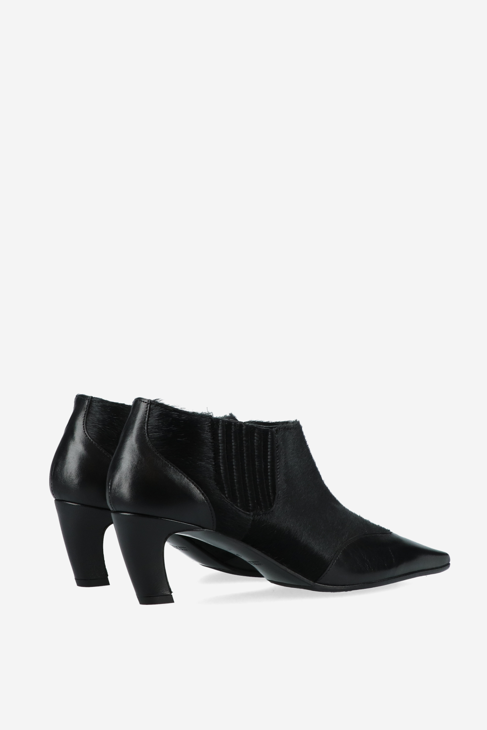 Pony hair leather ankle boots