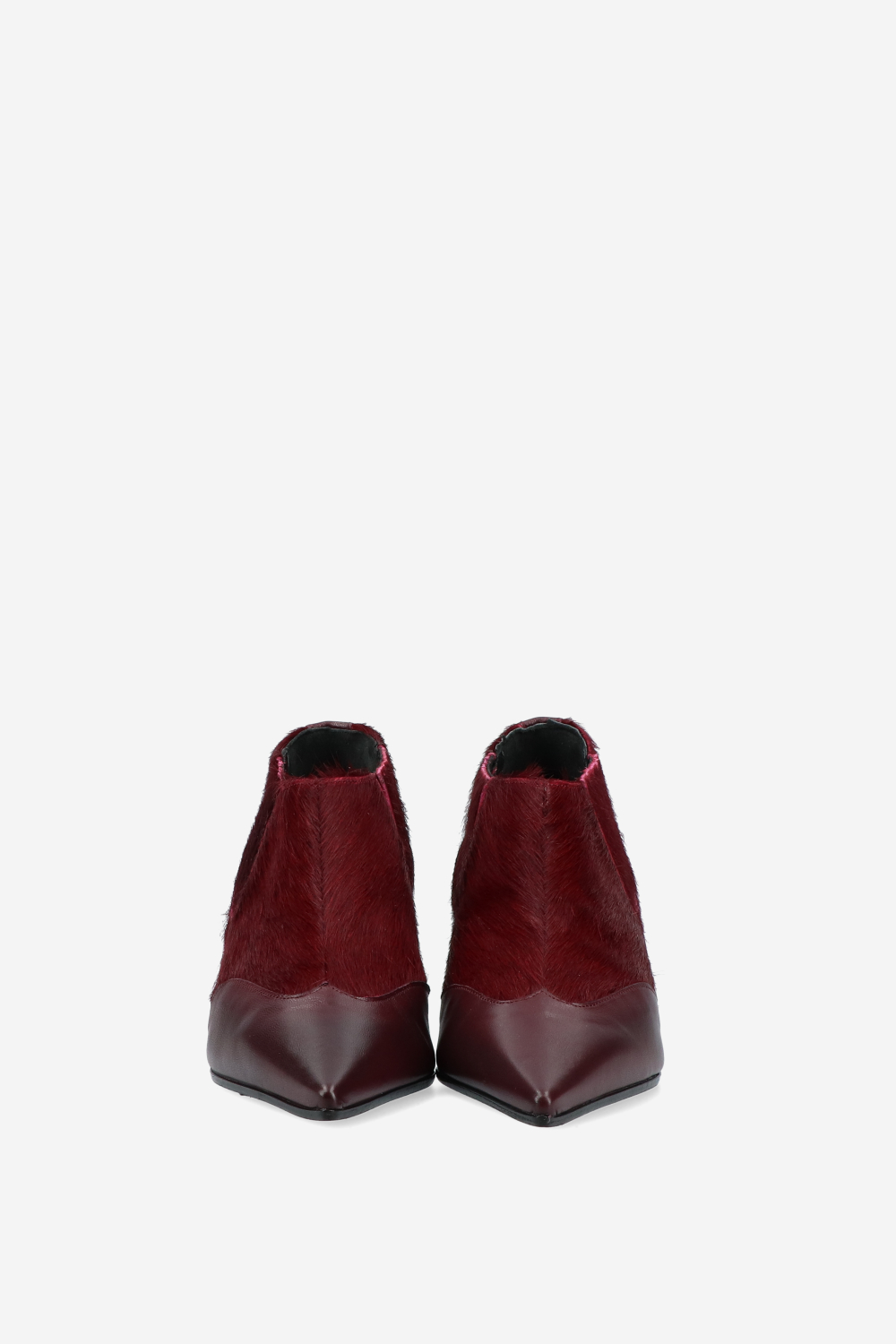 Pony hair leather ankle boots