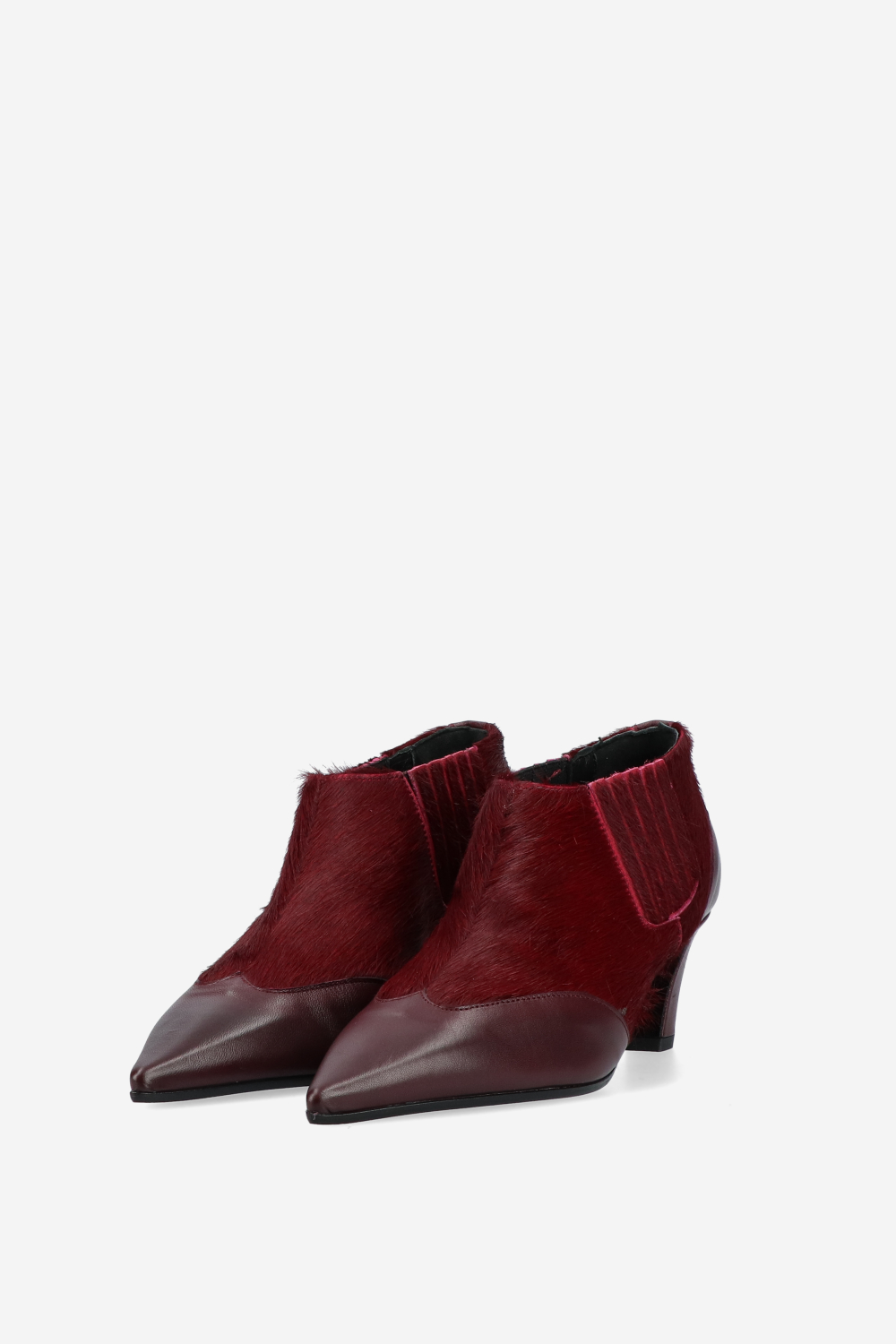 Pony hair leather ankle boots