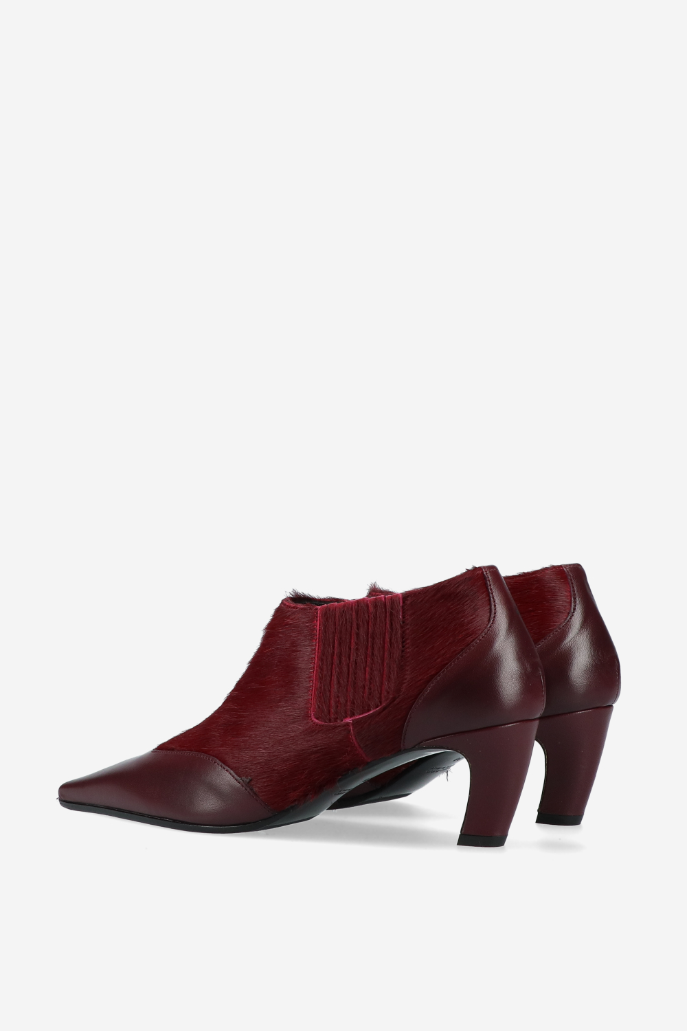 Pony hair leather ankle boots