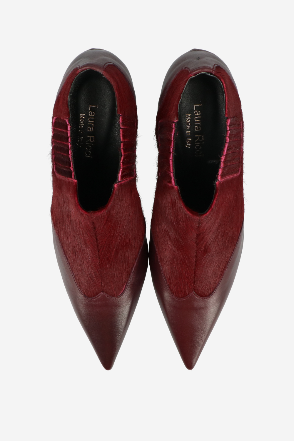 Pony hair leather ankle boots