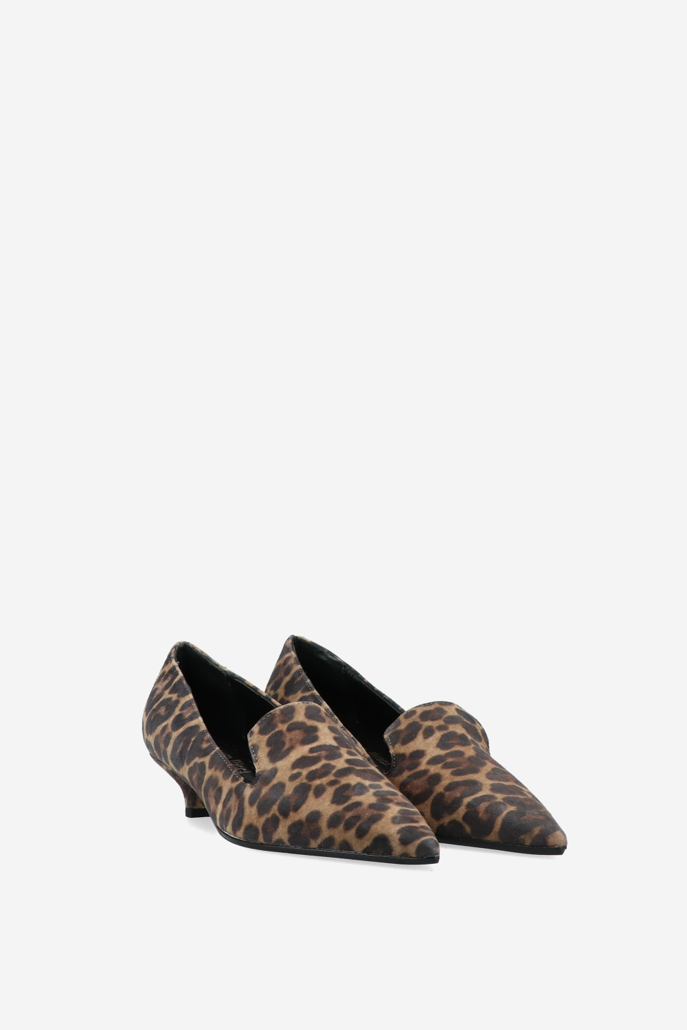 Pointed-toe printed suede pumps