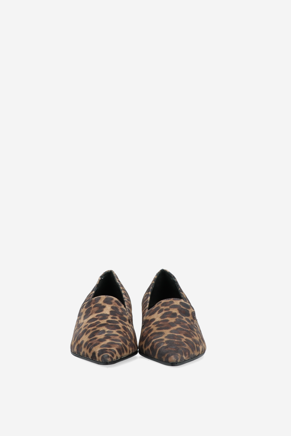 Pointed-toe printed suede pumps