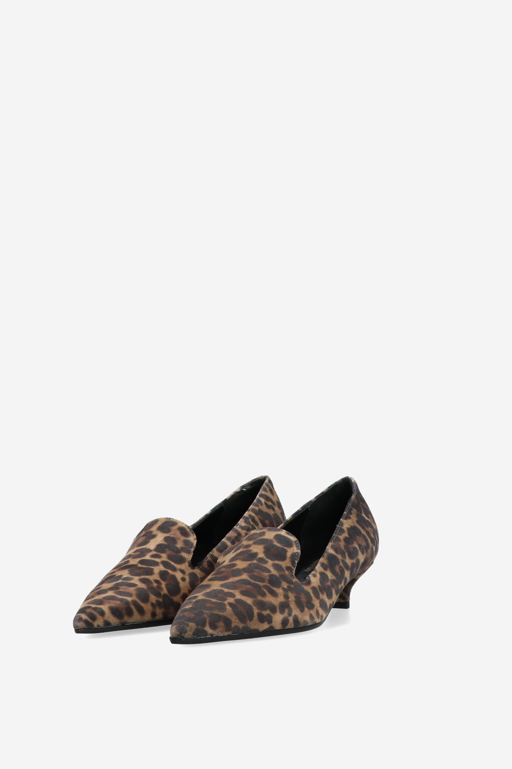 Pointed-toe printed suede pumps