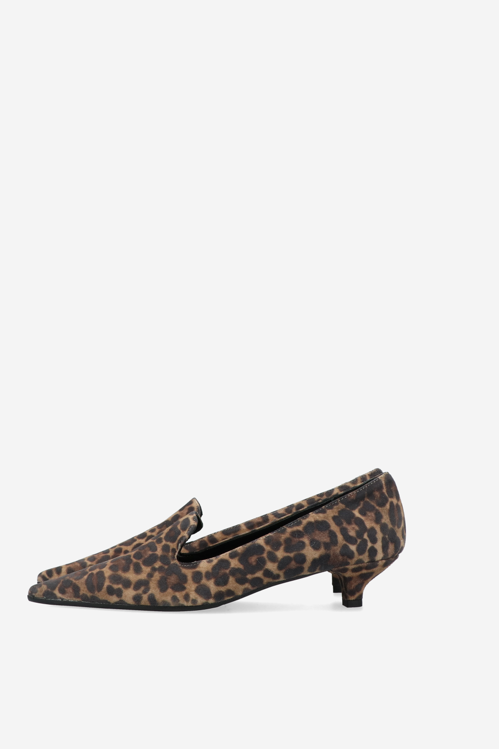 Pointed-toe printed suede pumps