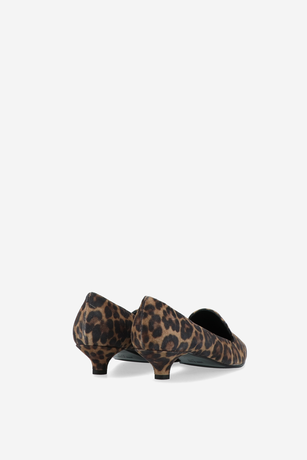 Pointed-toe printed suede pumps