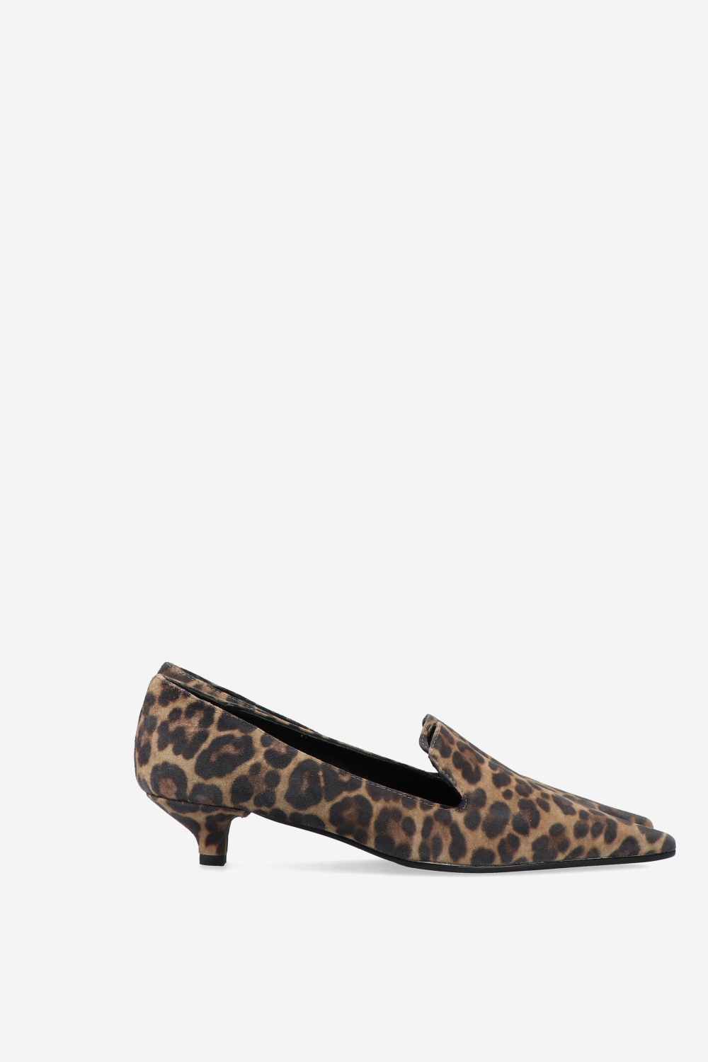 Pointed-toe printed suede pumps