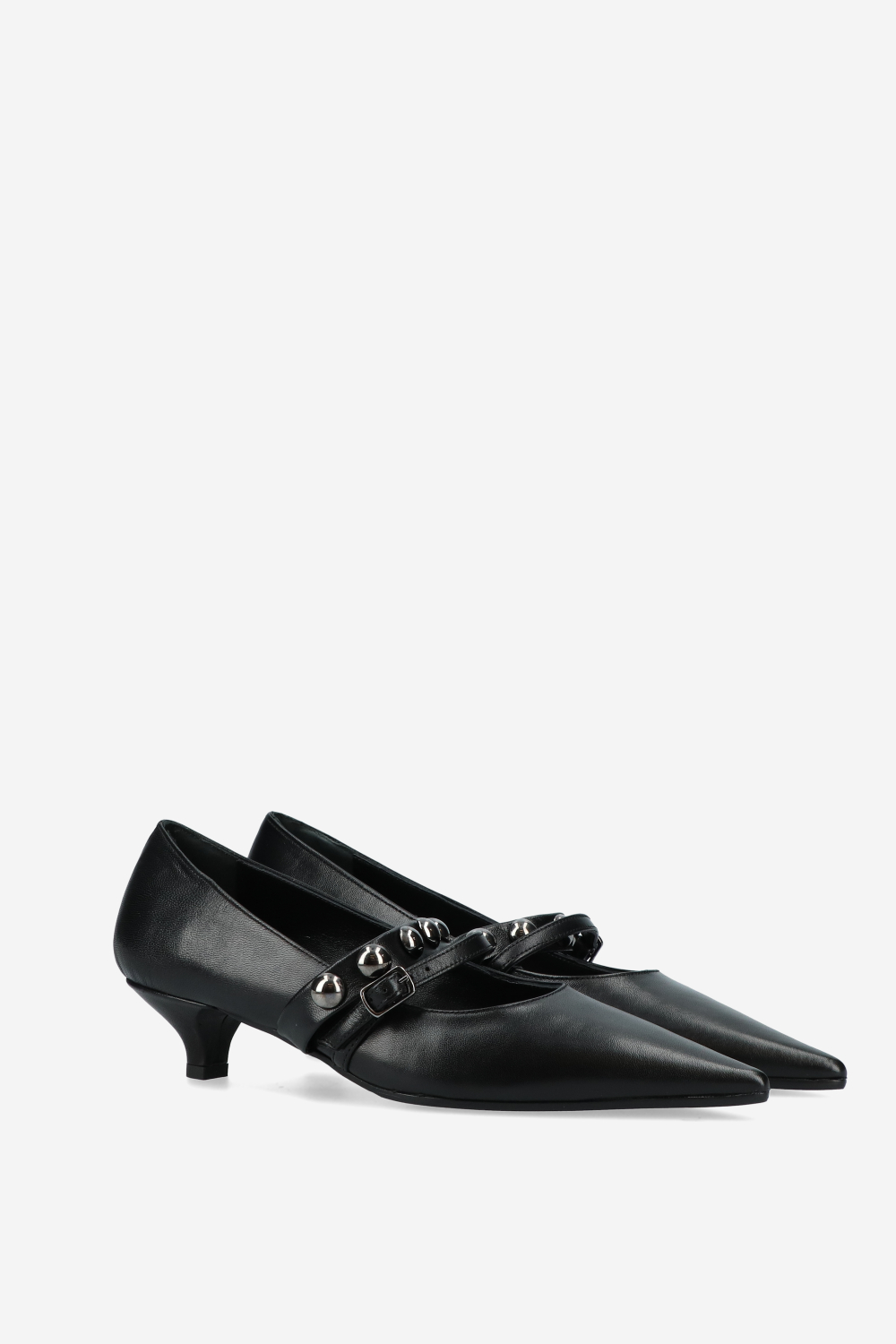 Studded leather pumps