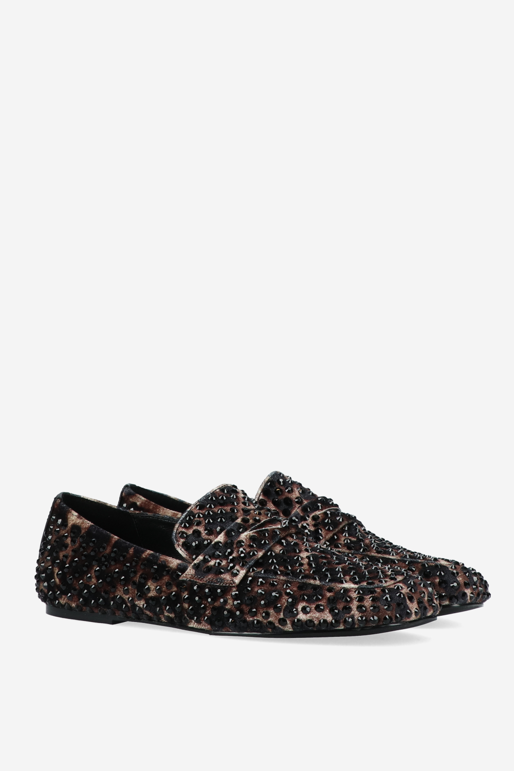 Embellished leopard loafers