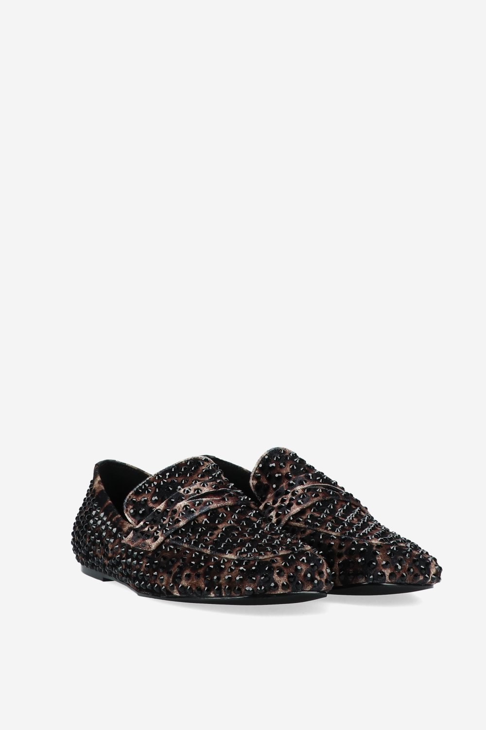 Embellished leopard loafers