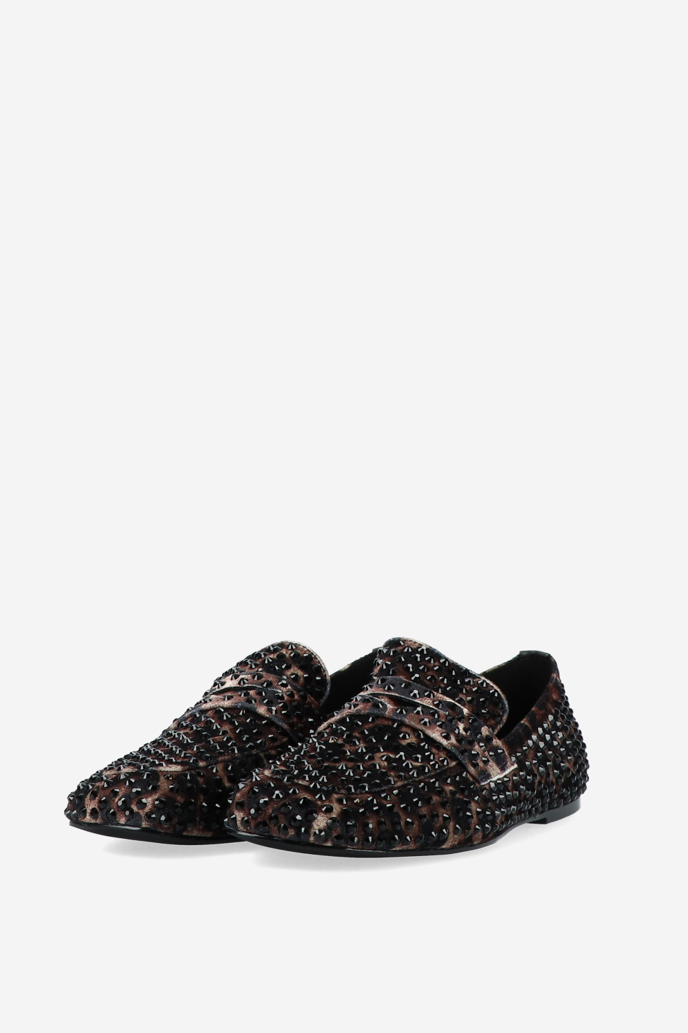 Embellished leopard loafers