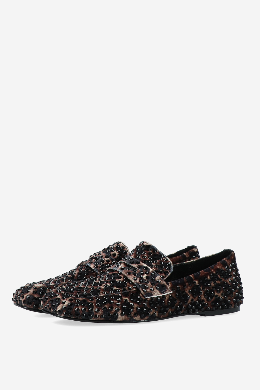 Embellished leopard loafers