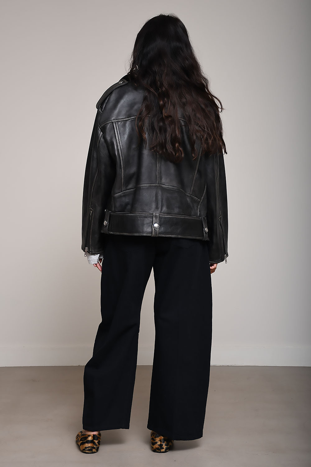 Isobelle leather biker jacket