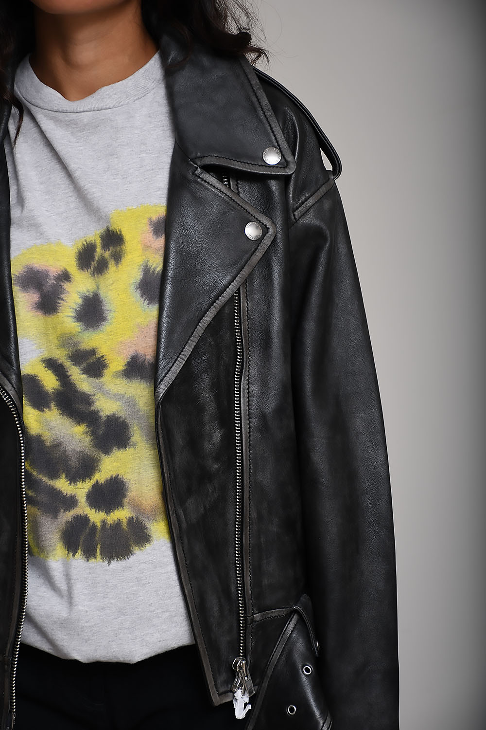 Isobelle leather biker jacket