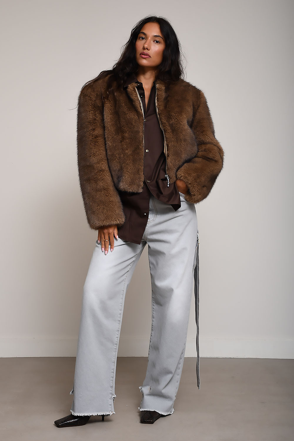 Stand Studio - Karly fur cropped jacket