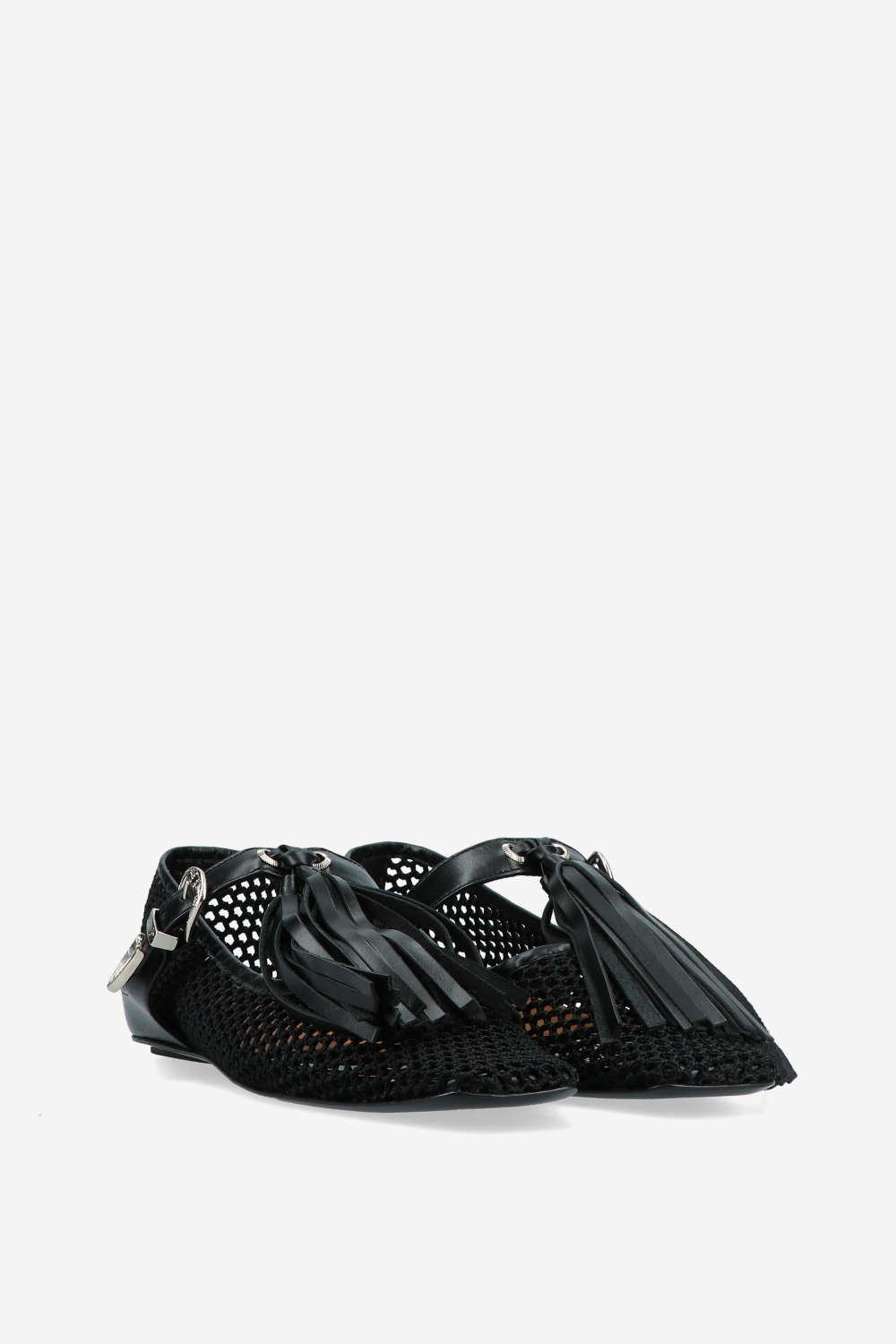 Perforated leather strap ballerinas