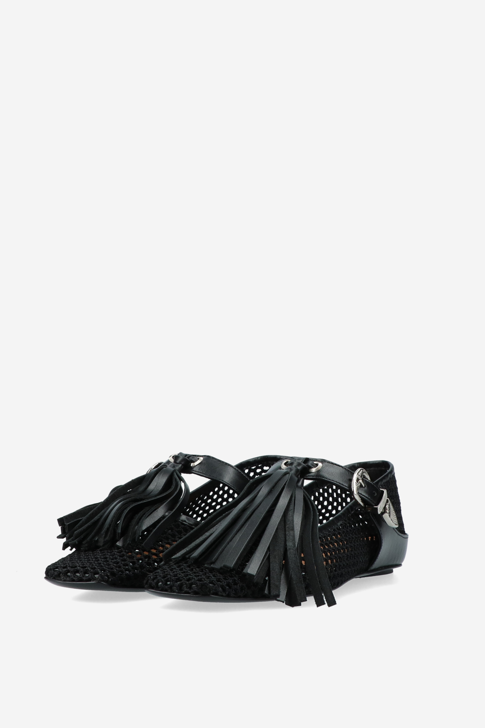 Perforated leather strap ballerinas