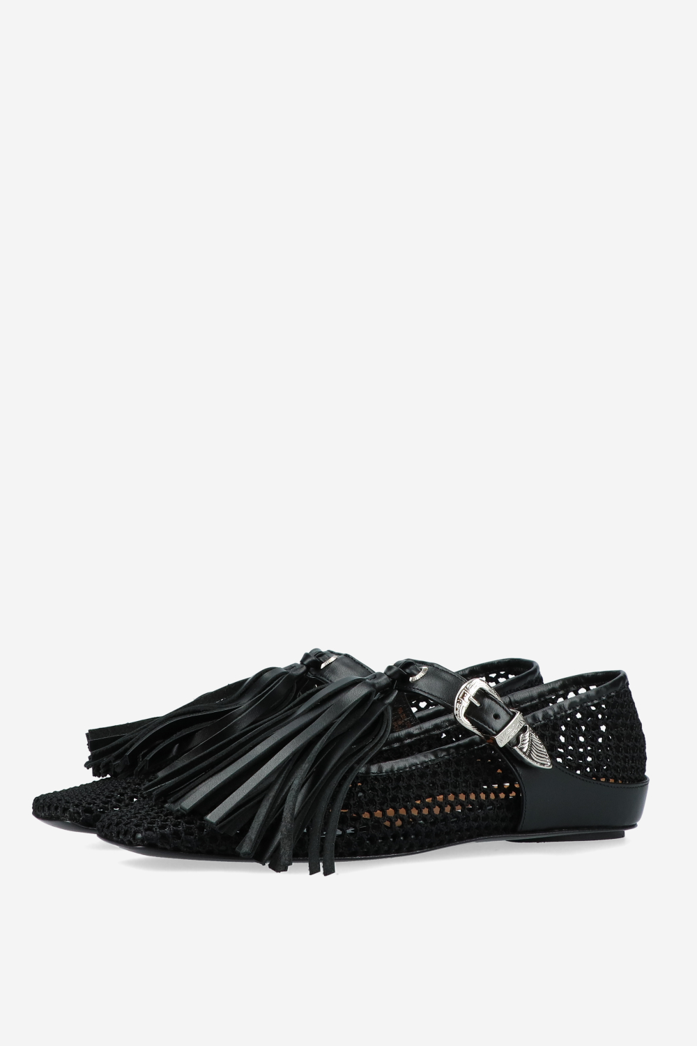 Perforated leather strap ballerinas