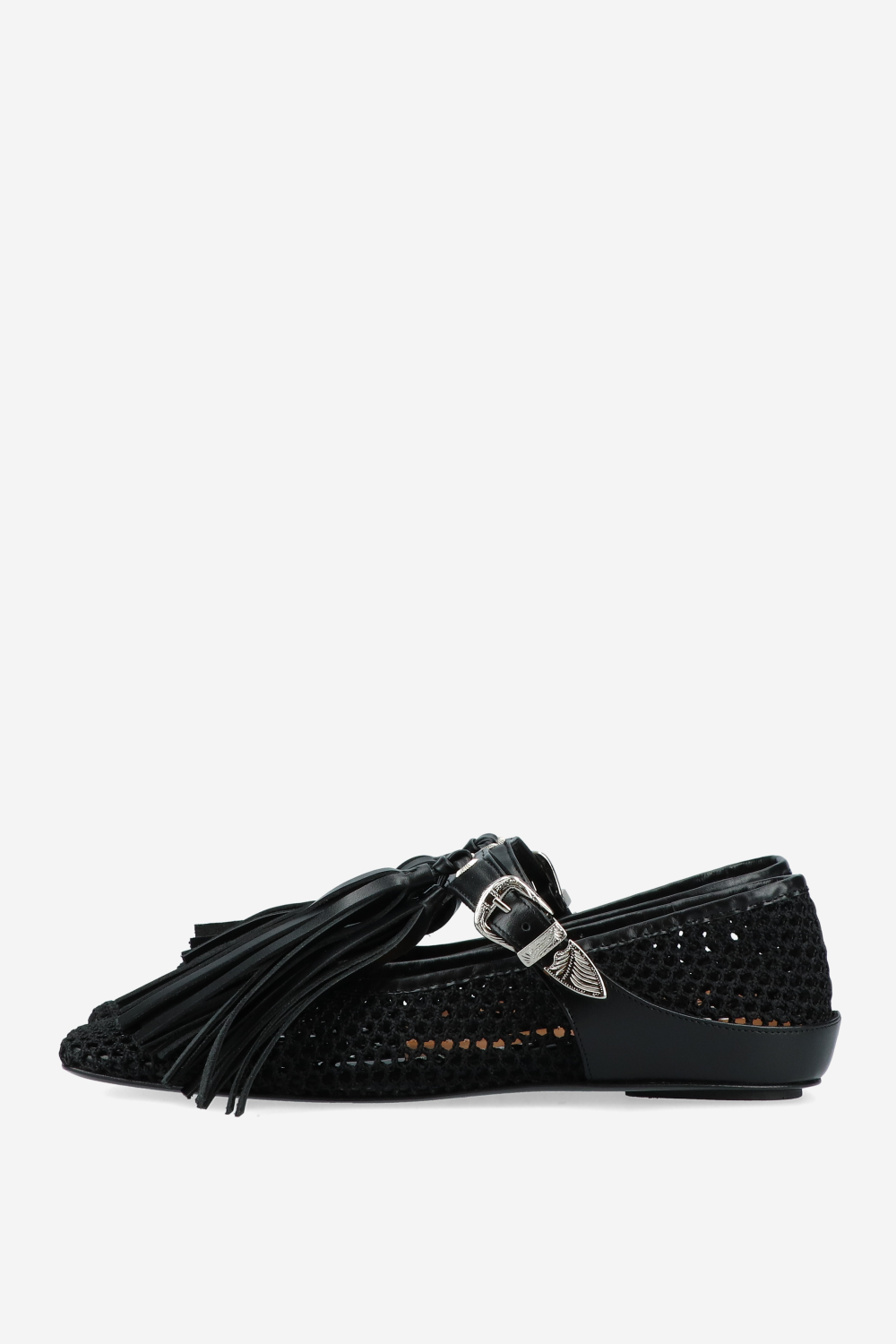 Perforated leather strap ballerinas