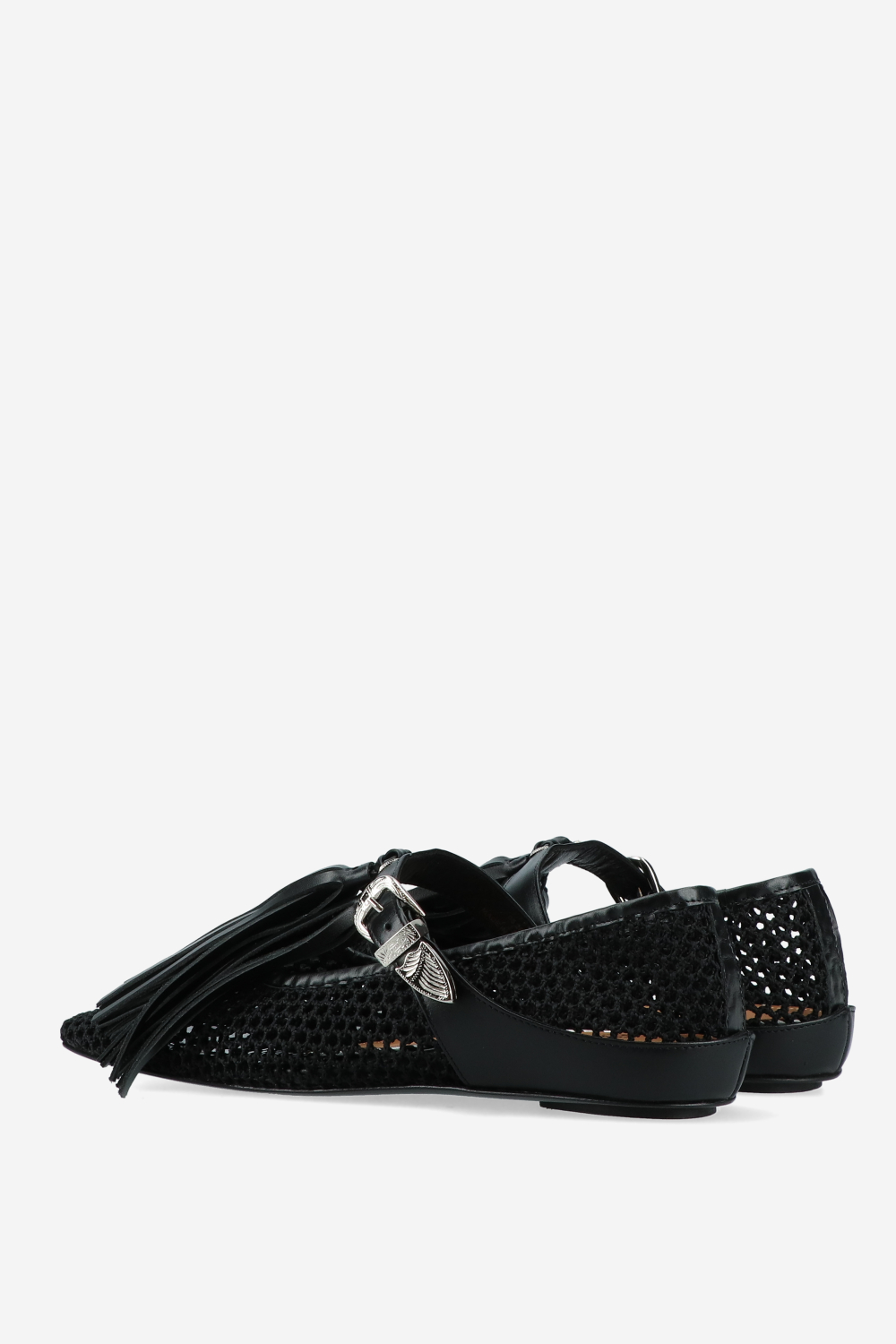 Perforated leather strap ballerinas